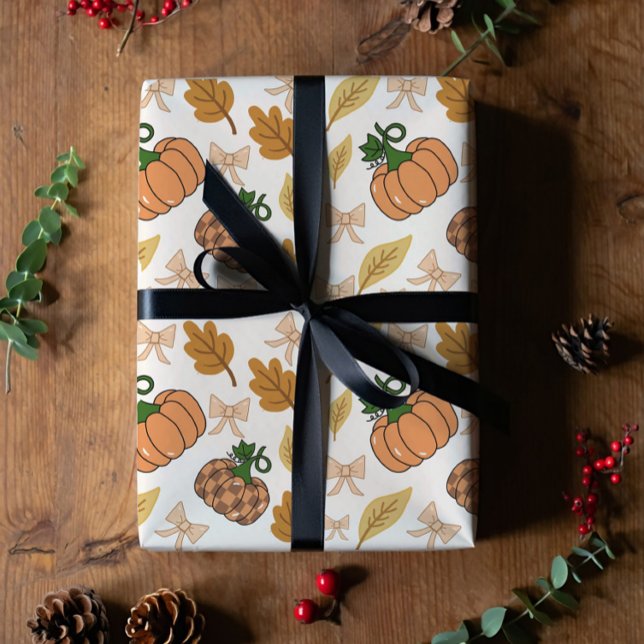 Rustic Autumn Pumpkin Wrapping Paper Presentpapper (Skapare uppladdad)