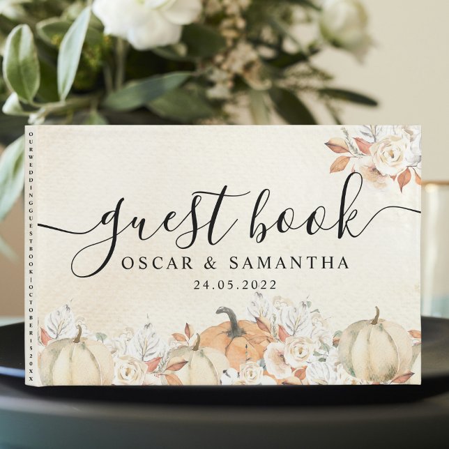 Rustic Autumn Pumpkins & Flowers Gästböcker (Skapare uppladdad)