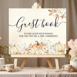 Rustic Autumn Pumpkins & Flowers Poster