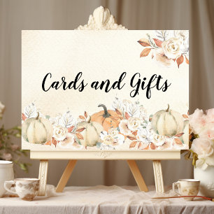 Rustic Autumn Pumpkins & Flowers Poster
