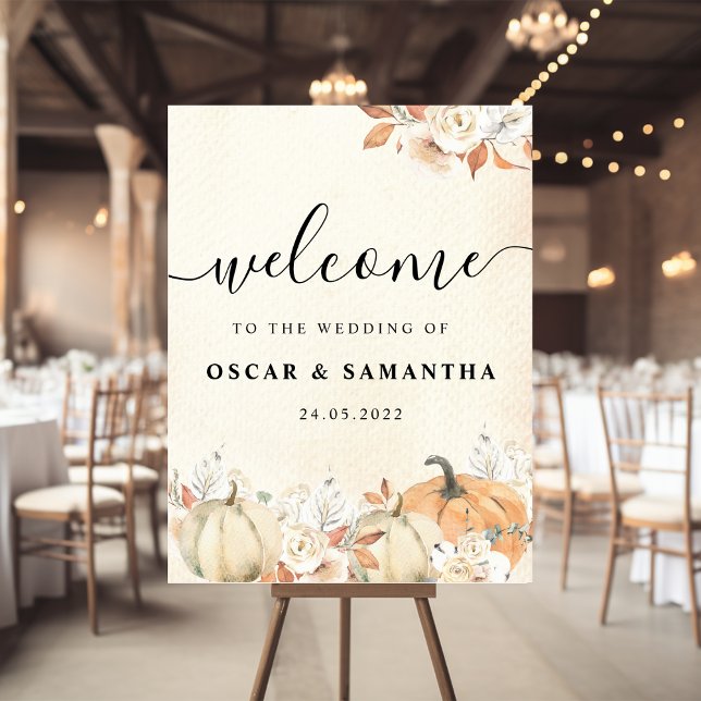 Rustic Autumn Pumpkins & Flowers Poster (Skapare uppladdad)