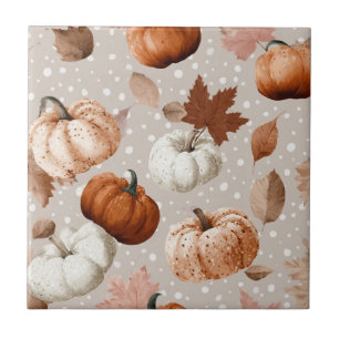 Rustic Autumn Pumpkins & Höst löv (2) Kakelplatta