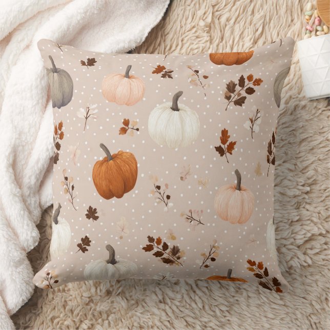 Rustic Autumn Pumpkins & Höst löv Kudde (Filt)