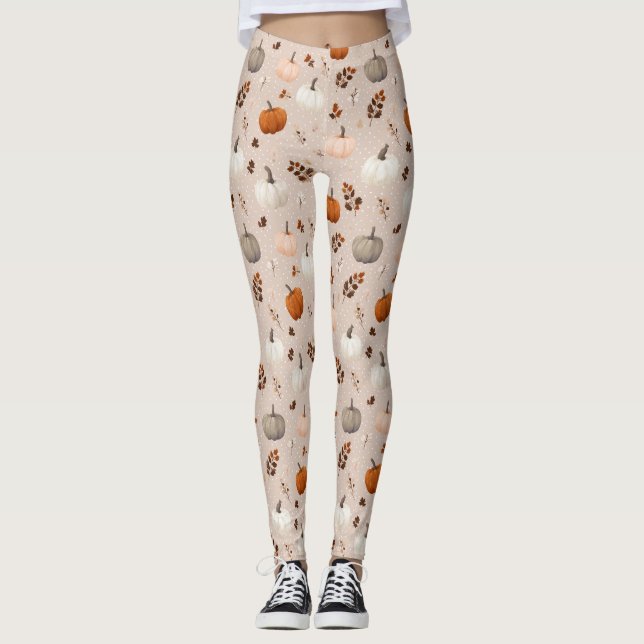 Rustic Autumn Pumpkins & Höst löv Leggings (Framsida)