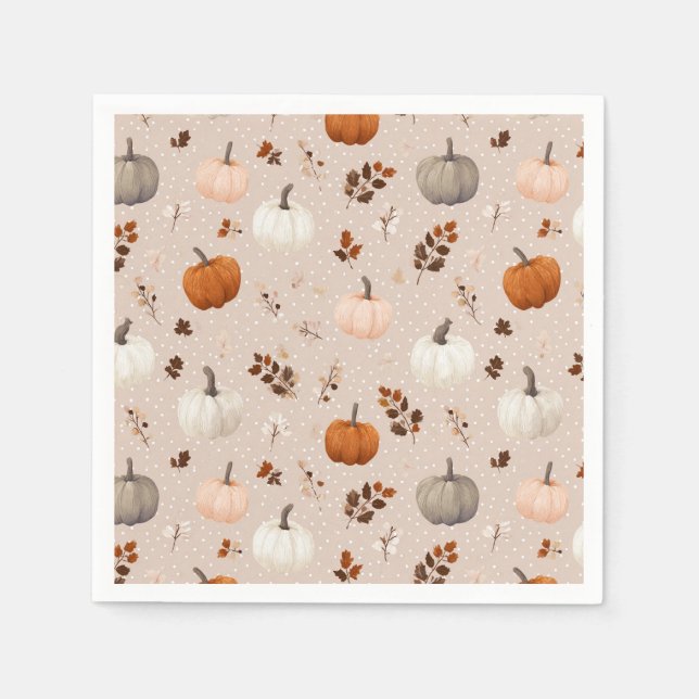 Rustic Autumn Pumpkins & Höst löv Pappersservett (Framsidan)