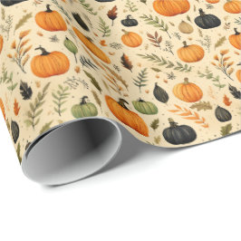 Rustic Autumn Pumpkins & Leaves in Moody Harvest Presentpapper