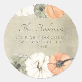 Rustic Autumn Pumpkins-Returetiketter Runt Klistermärke