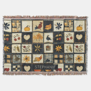 Rustic Autumn Quilt Mönster Farmhouse Patchwork Filt