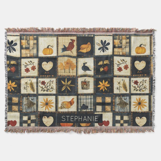 Rustic Autumn Quilt Mönster | Farmhouse Patchwork Filt (Framsidan)