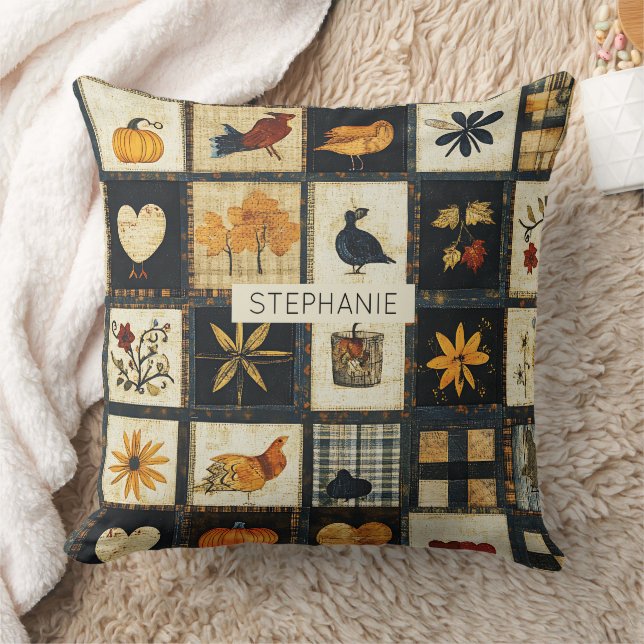Rustic Autumn Quilt Mönster | Farmhouse Patchwork Kudde (Filt)