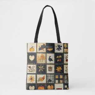 Rustic Autumn Quilt Mönster Farmhouse Patchwork Tygkasse