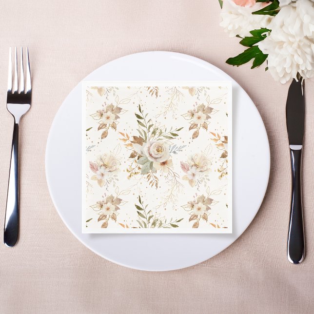 Rustic Autumn Ro Watercolor Botanical Pappersservett (Skapare uppladdad)