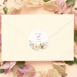 Rustic Autumn Ro Watercolor Botanical Runt Klistermärke