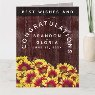 Rustic Autumn-solblommor på stängsel Bröllop Kort