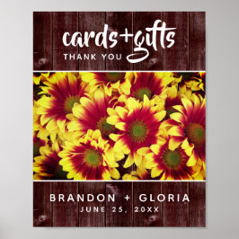 Rustic Autumn-solblommor på stängsel Bröllop Poster