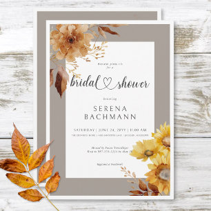 Rustic Autumn Solros Taupe White Möhippa Inbjudningar