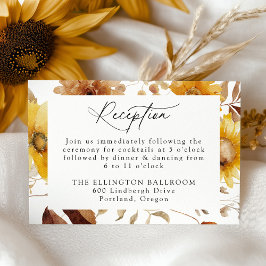 Rustic Autumn Sunblommor och Wildblommor Reception Tilläggskort