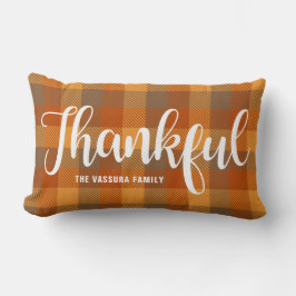 Rustic Autumn Tartan Play Mönster-skript - tacksam Lumbarkudde