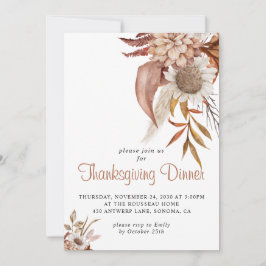 Rustic Autumn Terracotta Blommigt Thanksgiving Inv Inbjudningar