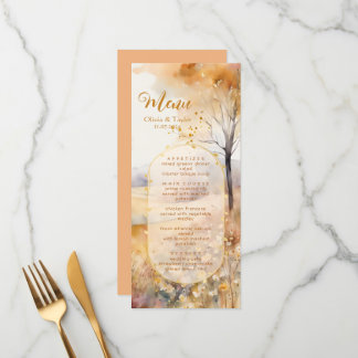 Rustic Autumn Terracotta Earth Tones Bröllop Menu Meny