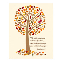 Rustic Autumn Träd Psalm 91 Christian Bible Verse