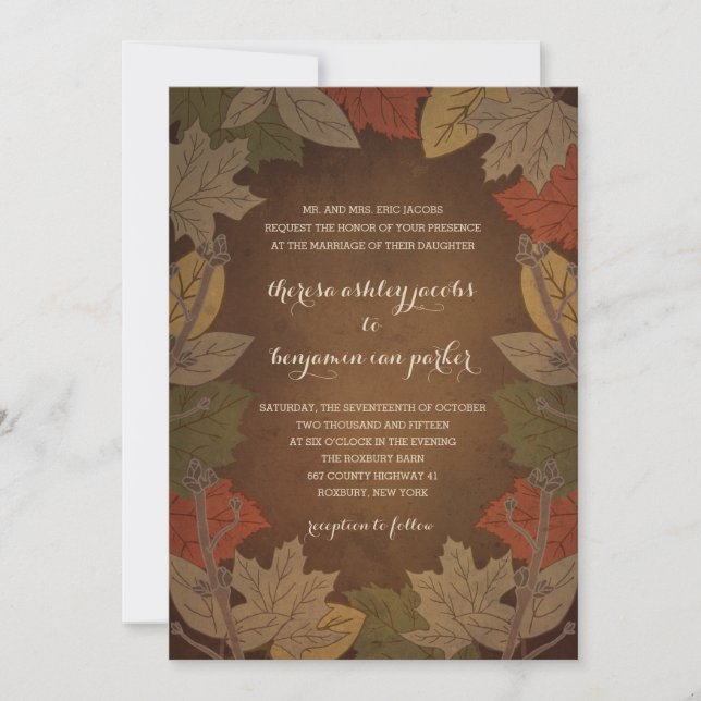 Rustic Autumn Wedding-inbjudningar Inbjudningar (Framsida)