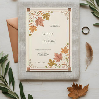 Rustic Autumn Wedding Invitation Template Inbjudningar