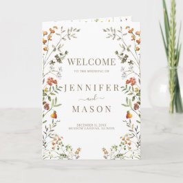 Rustic Autumn Wildblomma Blommigt Bröllop, uppfäll Program