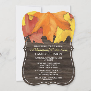 Rustic Autumn Wood Family Reunion-inbjudningar Inbjudningar