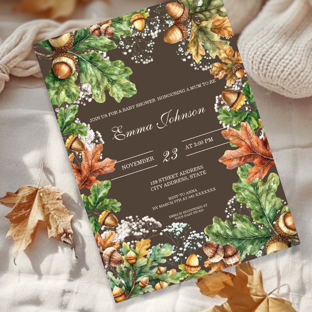 Rustic Autumn Woodland Baby Shower Invitation Inbjudningar (Skapare uppladdad)