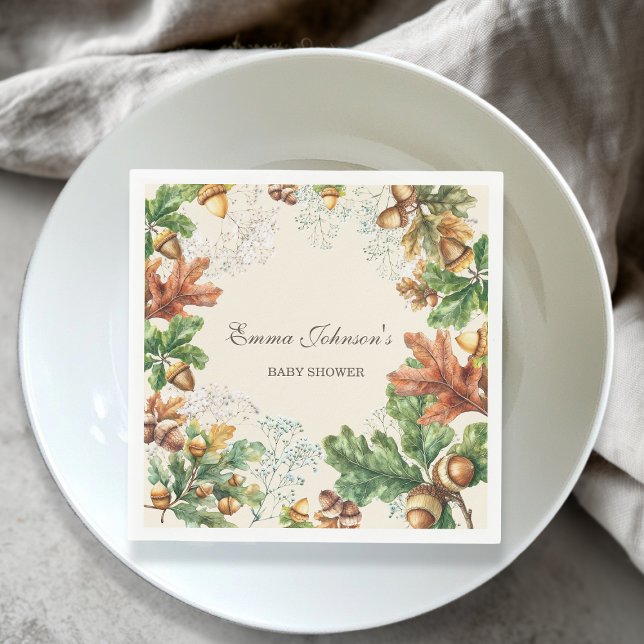 Rustic Autumn Woodland Baby Shower Pappersservett (Skapare uppladdad)