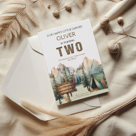 Rustic Äventyr Lycklig Camper andra födelsedag Inbjudningar