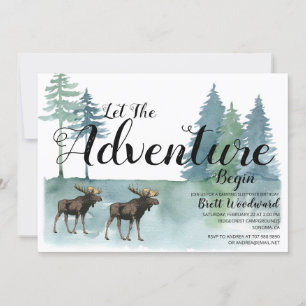 Rustic Äventyr Moose Boy Camping Birthday Inbjudningar