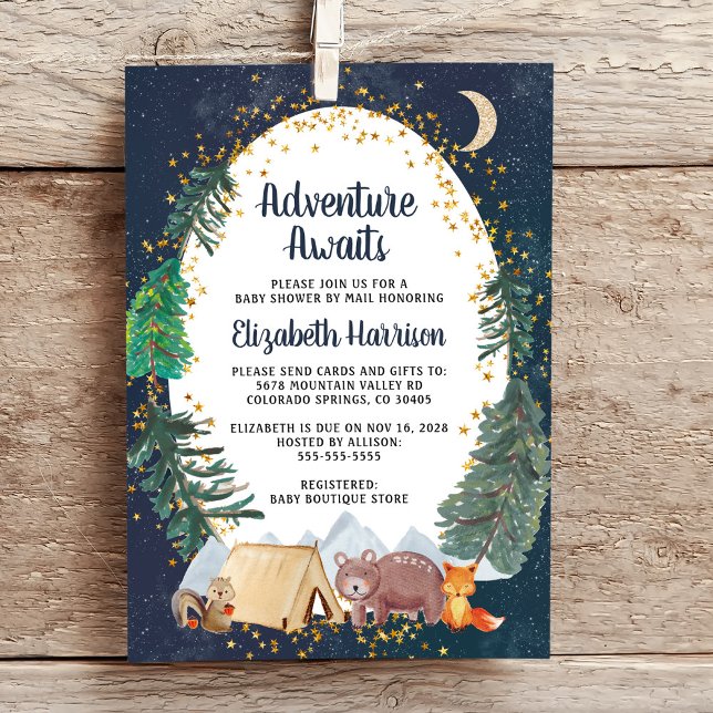 Rustic Äventyr Natt Himlar Baby Shower efter post  Inbjudningar (Skapare uppladdad)