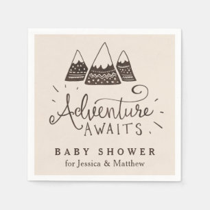 Rustic Äventyr Theter Baby Shower Napkins Pappersservett