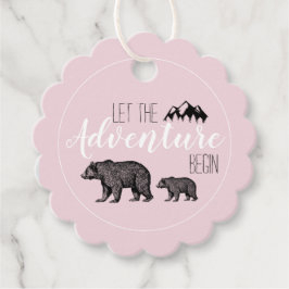 Rustic Äventyr Woodland Bears Rosa Baby Shower Gåvor Etiketter