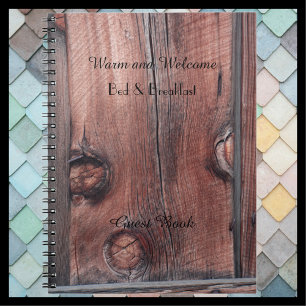 Rustic B&B Guest Bok, Old Red Barn Wood Siding Anteckningsbok Med Spiral