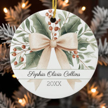 Rustic Baby 1st jul Watercolor Beige Bow