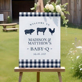 Rustic Baby BBQ Blue Play Välkommen Poster