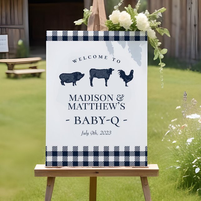 Rustic Baby BBQ Blue Play Välkommen Poster (Skapare uppladdad)