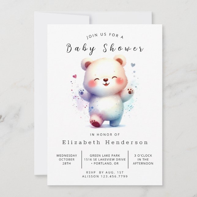 Rustic Baby Bear Baby Shower Inbjudningar (Framsida)