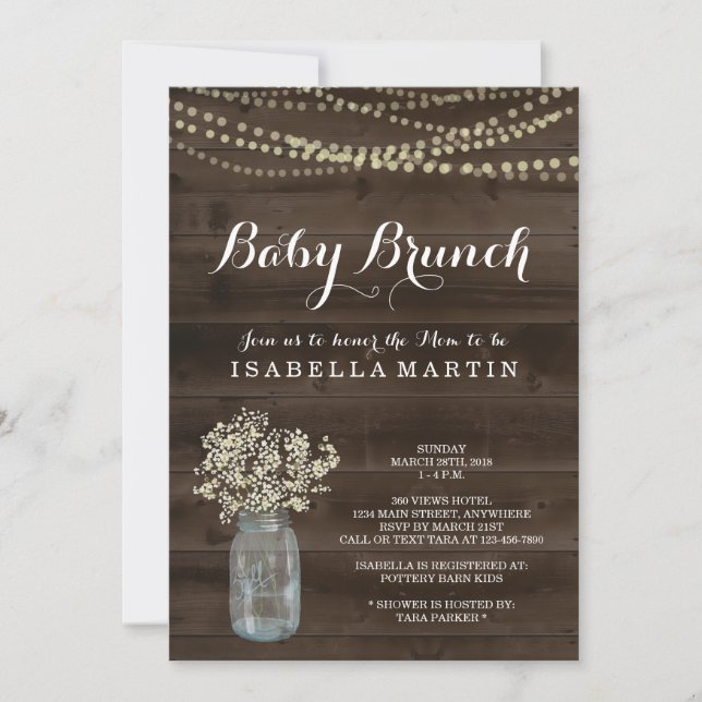 Rustic Baby Brunch bjudan Inbjudningar (Framsida)