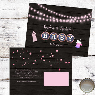 Rustic Baby Brygger Rosa Baby Shower Vykort