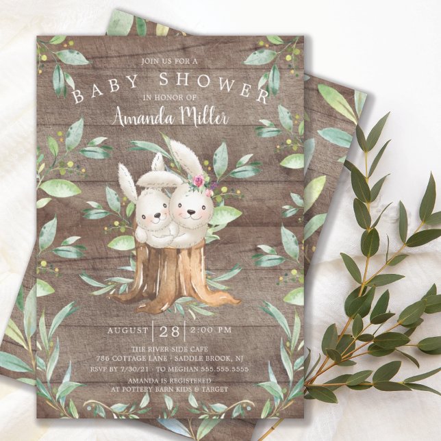 Rustic Baby Bunny Bunny Mamma Baby Shower Inbjudningar (Skapare uppladdad)