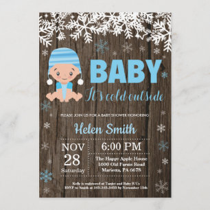 Rustic Baby dess Kall utanför pojkbabyskabinläsare Inbjudningar