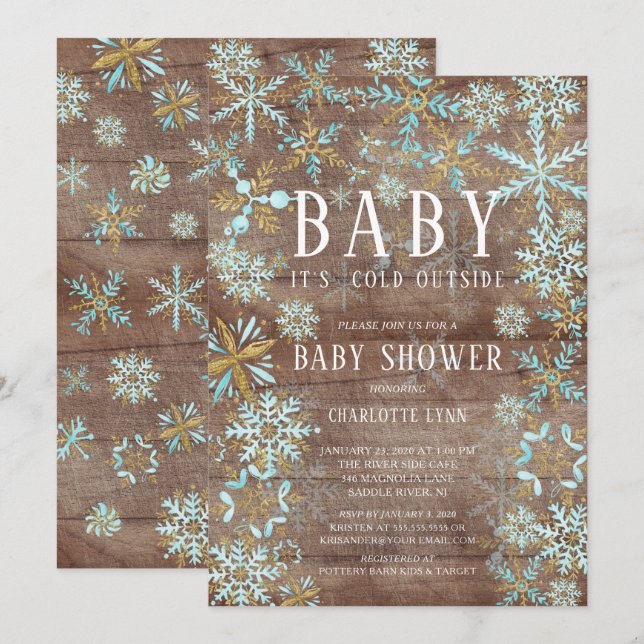Rustic Baby Det är Kall utanför Boys Baby Shower Inbjudningar (Fram/baksida)