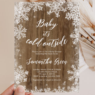 Rustic Baby Det är kallt ute Baby Shower Inbjudningar