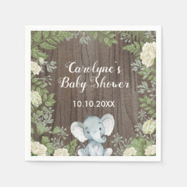 Rustic Baby Elephant / Botanical Grey / Safari Pappersservett