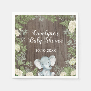 Rustic Baby Elephant / Botanical Grey / Safari Pappersservett