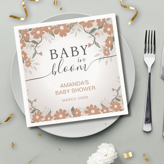 Rustic Baby i Bloom Flowers Daisy Shower Pappersservett (Skapare uppladdad)